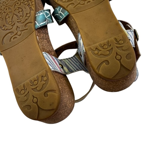 L'Artiste by Spring Step Leather Women's Vella Comfort Wedge Sandals Blue Size 7 - Picture 9 of 15